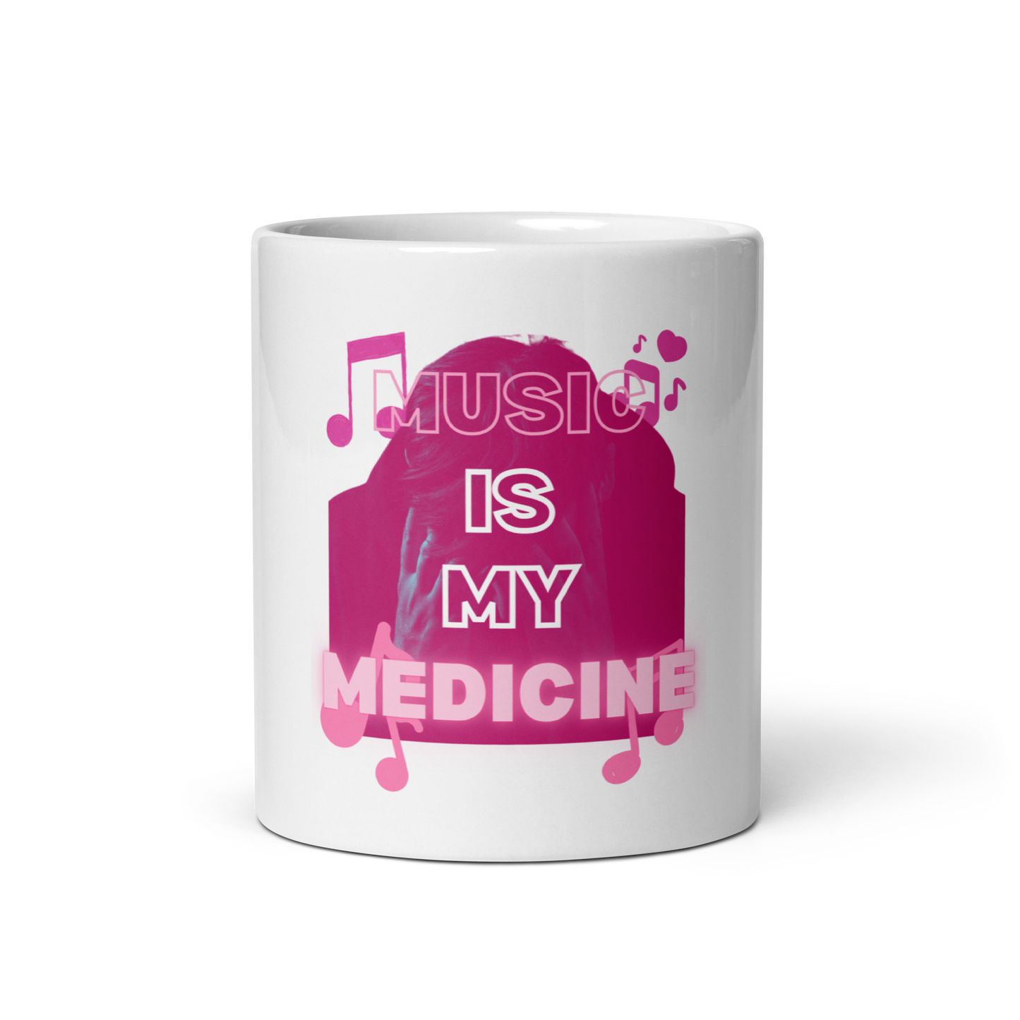 Music is my medicine white glossy mug