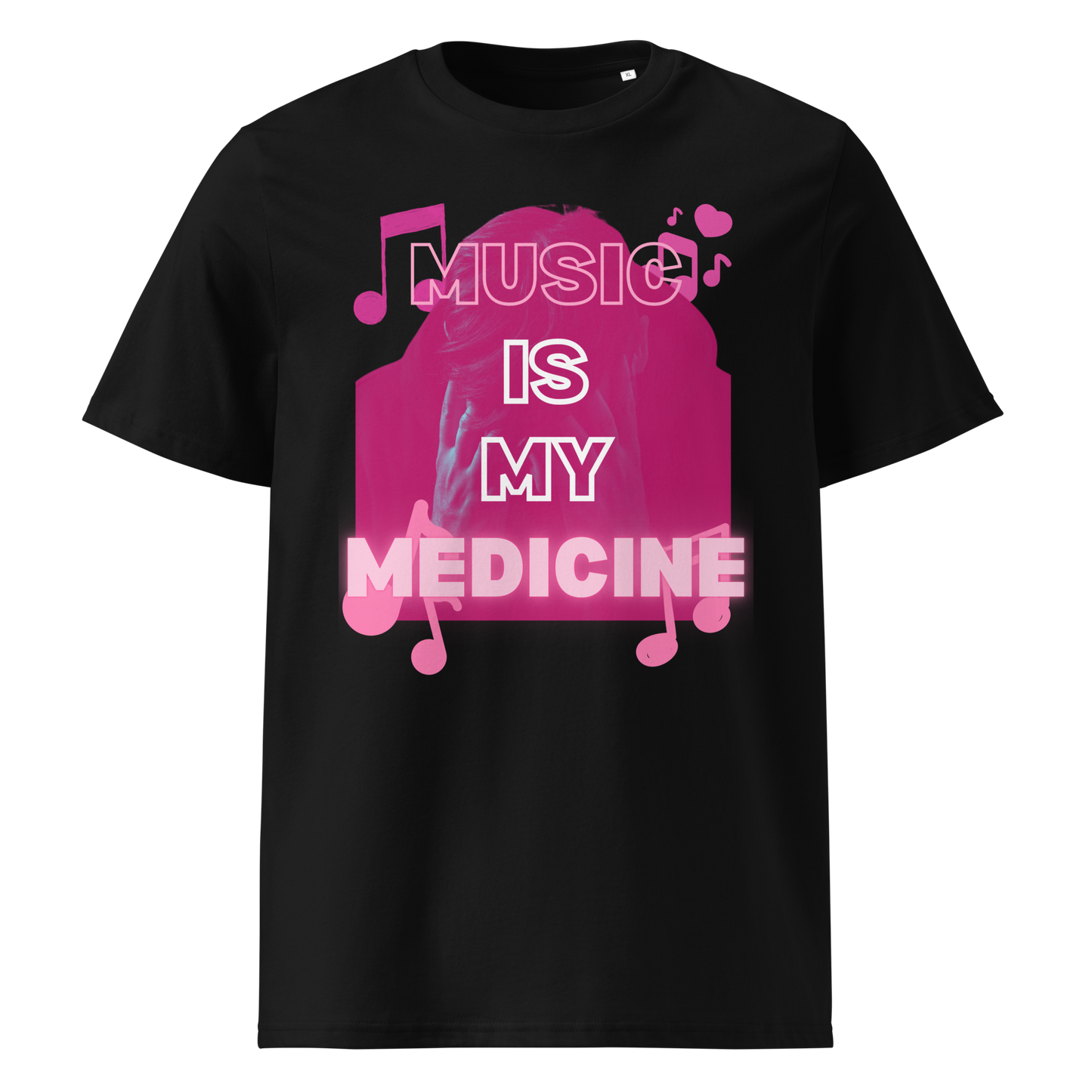 Music is my medicine organic cotton t-shirt dark